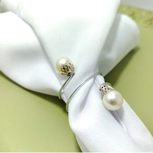 Argola de Guardanapo com Pérolas 6 Peças Prata - Arts da Lô