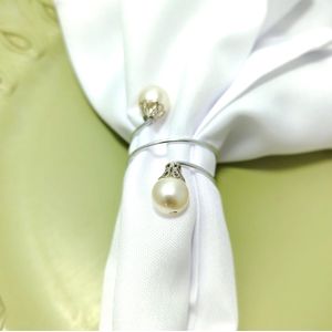 Argola de Guardanapo com Pérolas 6 Peças Prata - Arts da Lô