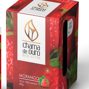 Vela Perfumada Premium Morango 60g - Chama de Ouro