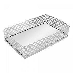 Bandeja Metal Espelho Arles Prata 21cm - Lyor