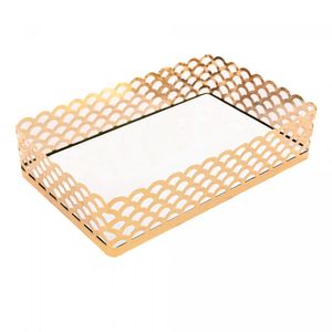 Bandeja Metal Espelho Arles Dourada 21cm - Lyor
