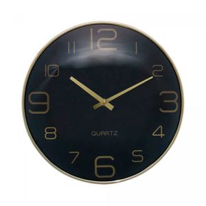 Relógio de Parede Preto Dourado 30,5cm - Lyor