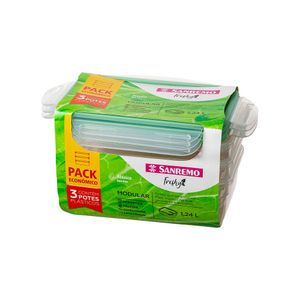 Conjunto de Potes com Travas Freshy 3 Peças 1,24L - Sanremo