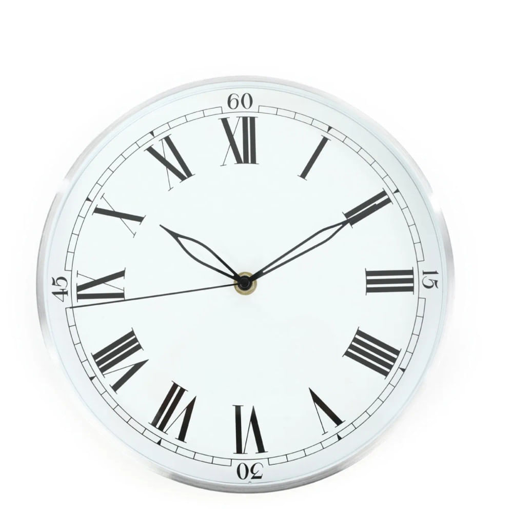 Relógio de Parede Prata 25cm - Hub.me