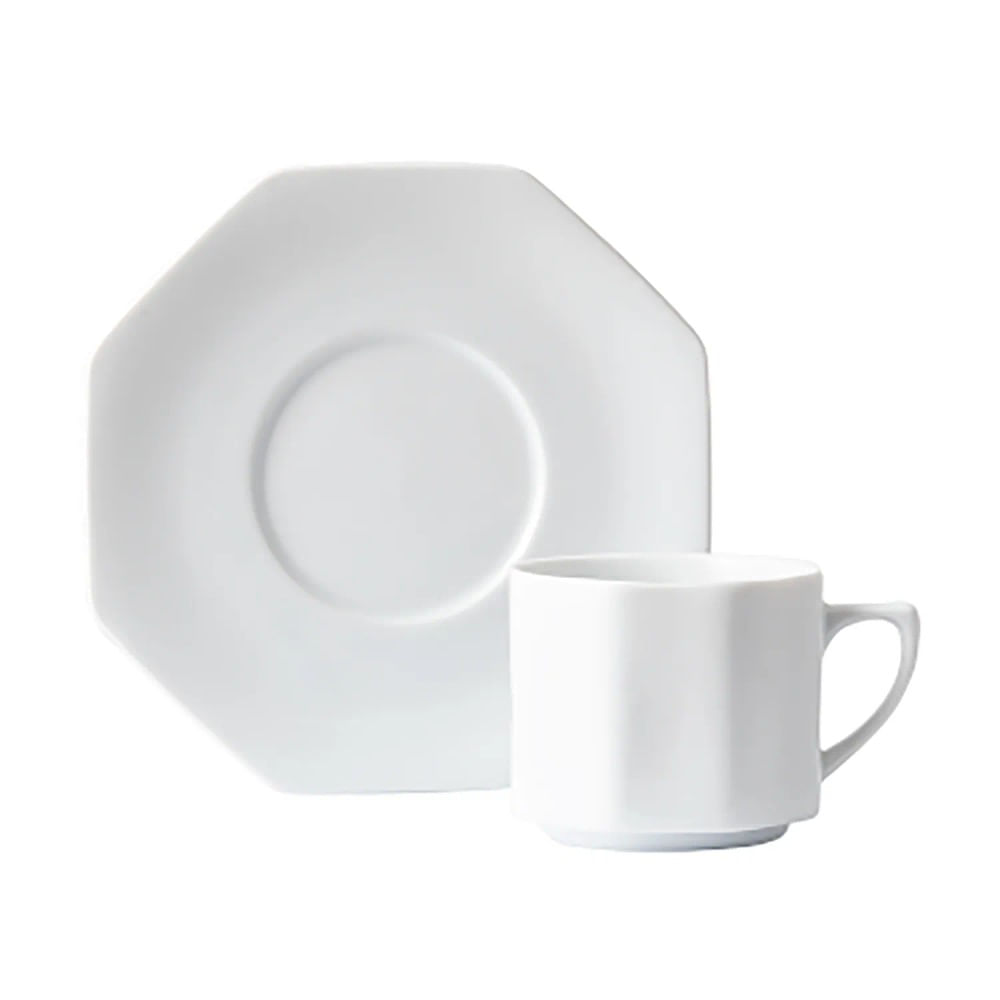 Xícara de Chá com Pires 280ml Orion Schmidt - Porcelana - Preçolândia