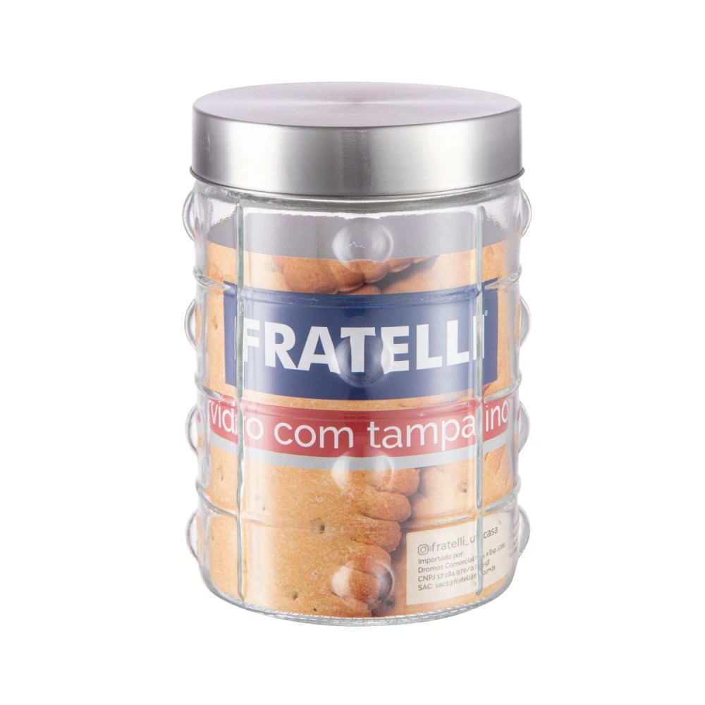 Pote de Vidro com Tampa De Inox 1,260mL - Fratelli