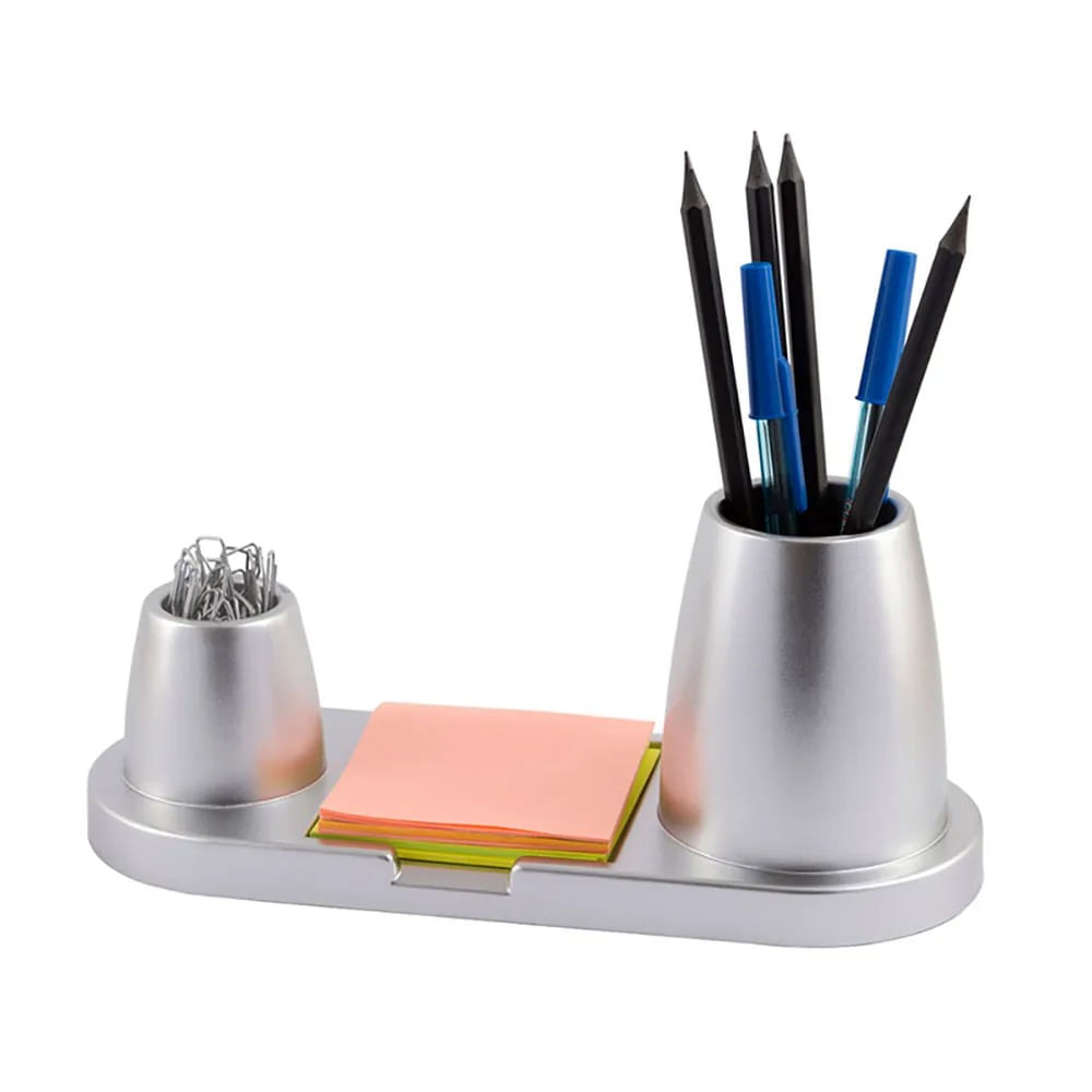 Organizador de Mesa Plus Metalizado Prata - Waleu